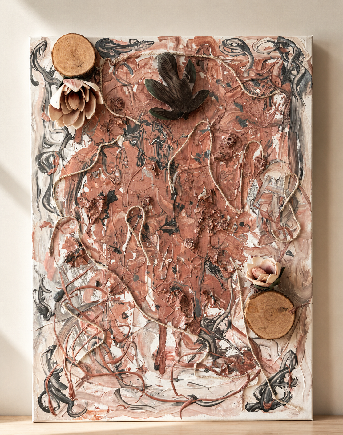 Organic Flow – autorski obraz strukturalny 60 × 90 cm