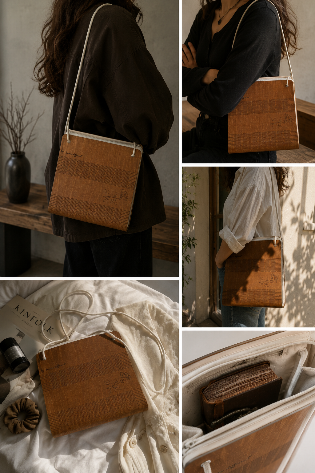 Drewniana Torebka Handmade | Minimalistyczna Torebka z Drewnianym Frontem | One of One | Pretty Decay Studio