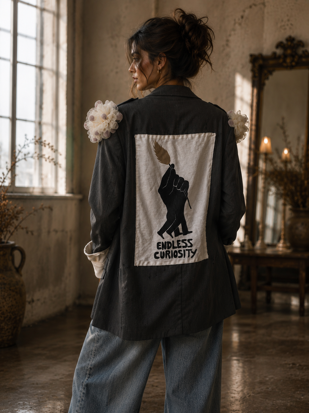 Marynarka z Recyklingu Endless Curiosity | Artystyczna Marynarka Oversize | Pretty Decay Studio | XS–M