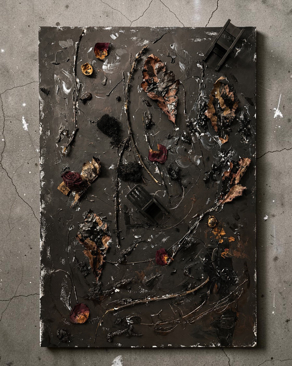 Ashes of Silence – autorski obraz strukturalny 60 × 90 cm