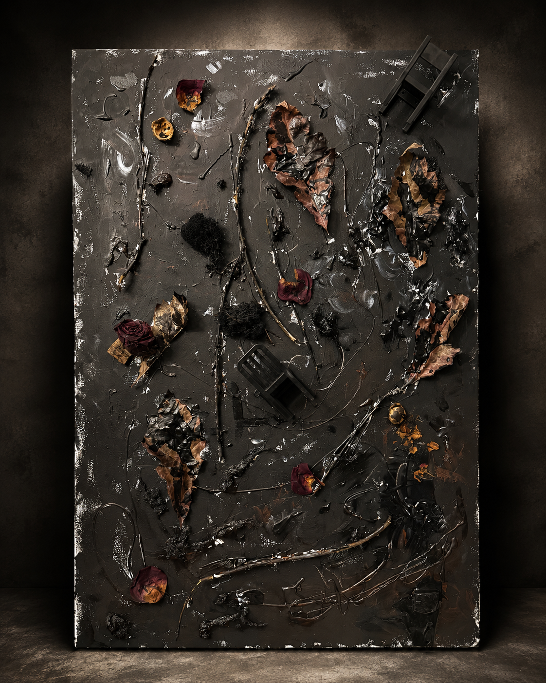 Ashes of Silence – autorski obraz strukturalny 60 × 90 cm