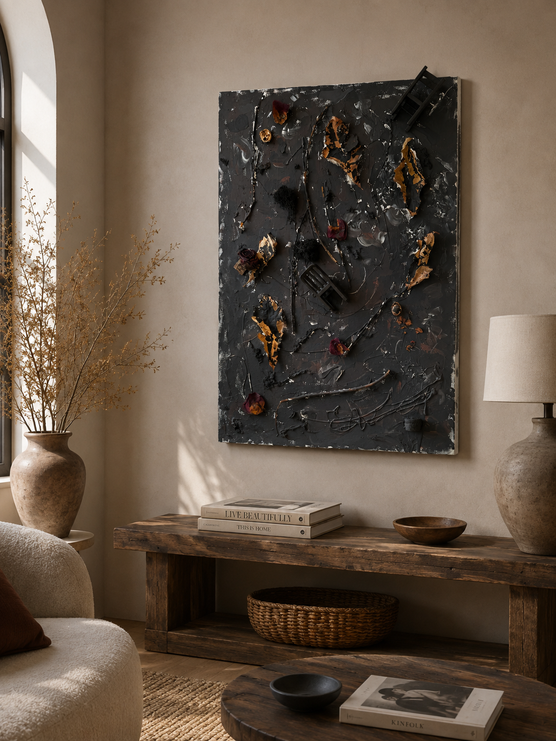 Ashes of Silence – autorski obraz strukturalny 60 × 90 cm