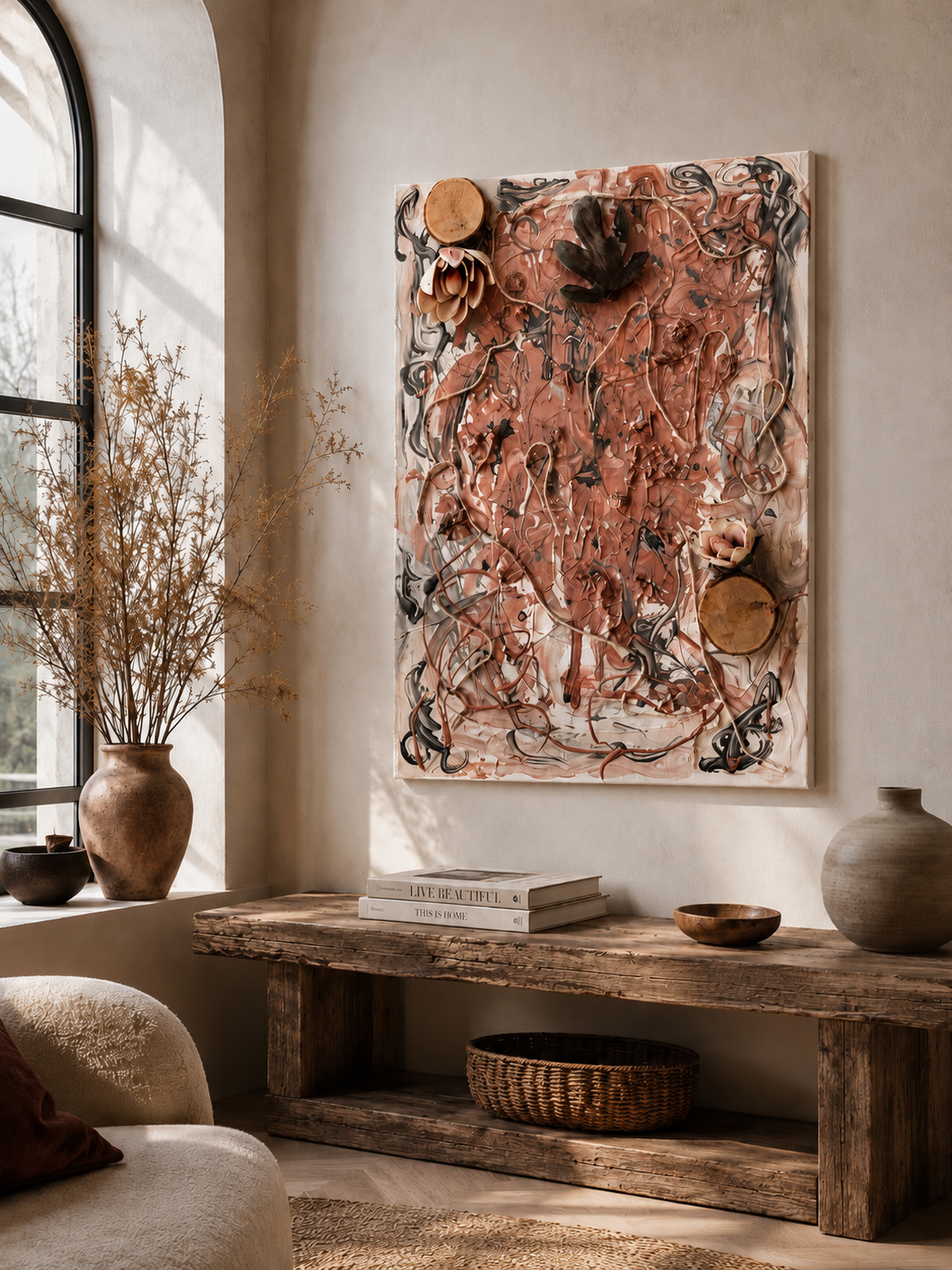 Organic Flow – autorski obraz strukturalny 60 × 90 cm