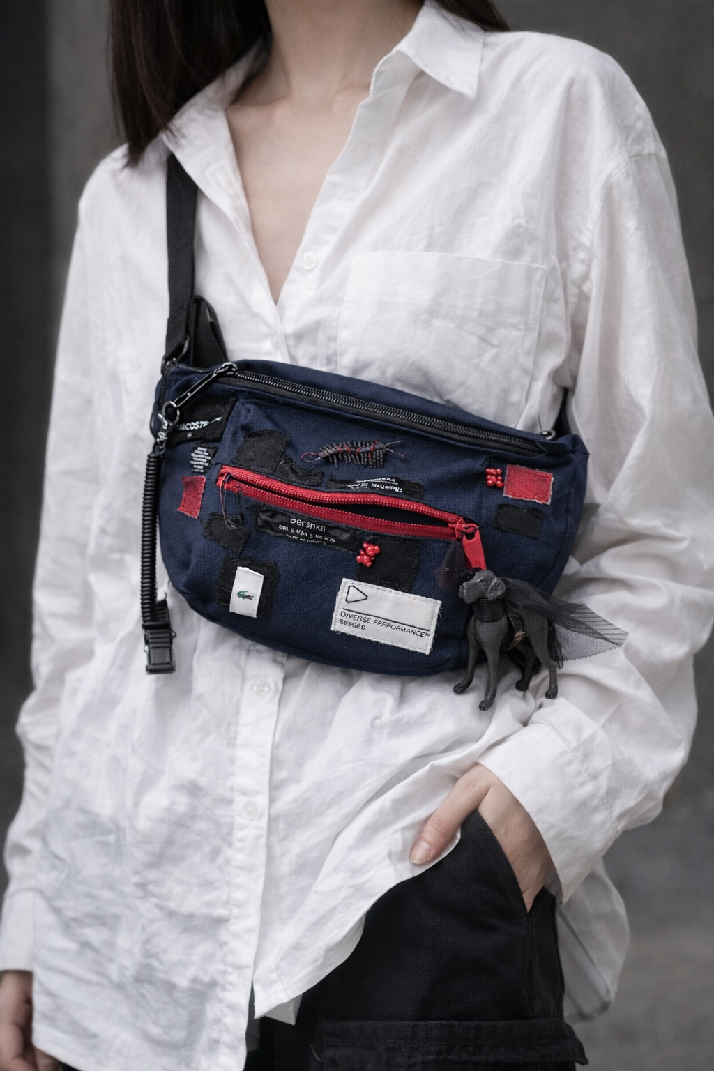 Nerka z Recyklingu z Czarnym Psem | Upcycling Crossbody Bag | Pretty Decay Studio | One of One