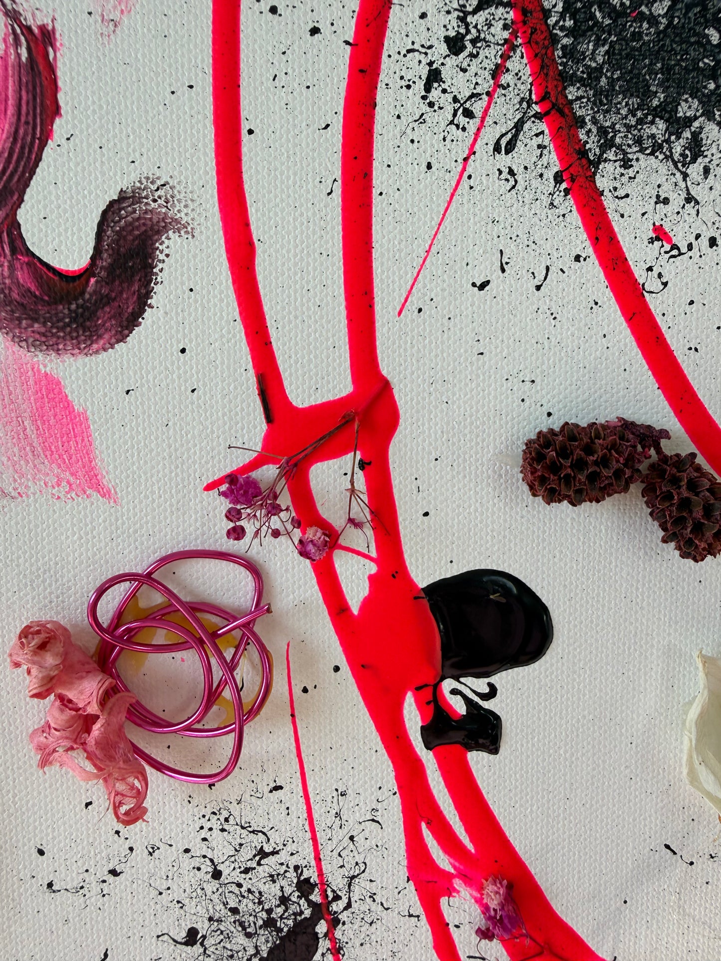 Electric Bloom | Oryginalny obraz mixed media 60×90 cm