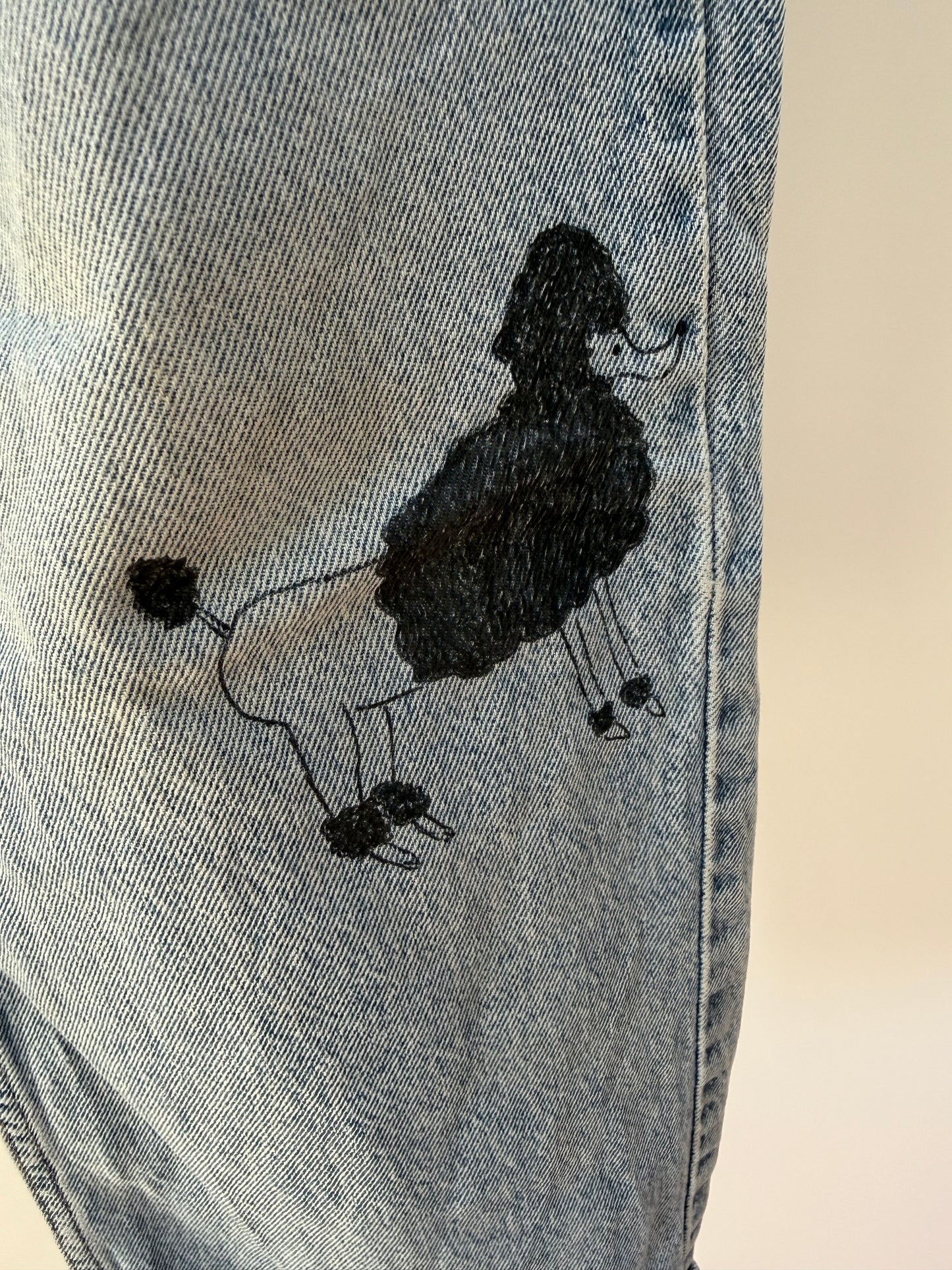 Ręcznie Malowane Jeansy z Psami One of One | Upcycling | Pretty Decay Studio | Rozmiar M