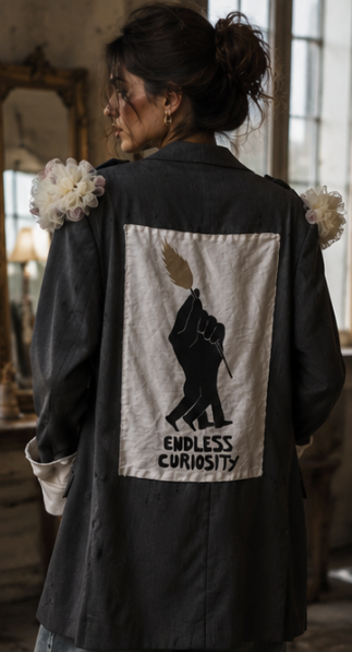 Marynarka z Recyklingu Endless Curiosity | Artystyczna Marynarka Oversize | Pretty Decay Studio | XS–M